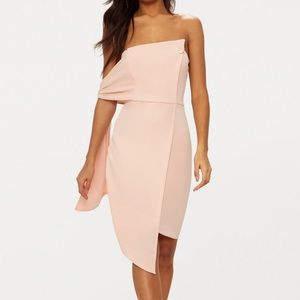 PLT pink/nude bandeau tie sleeve dress